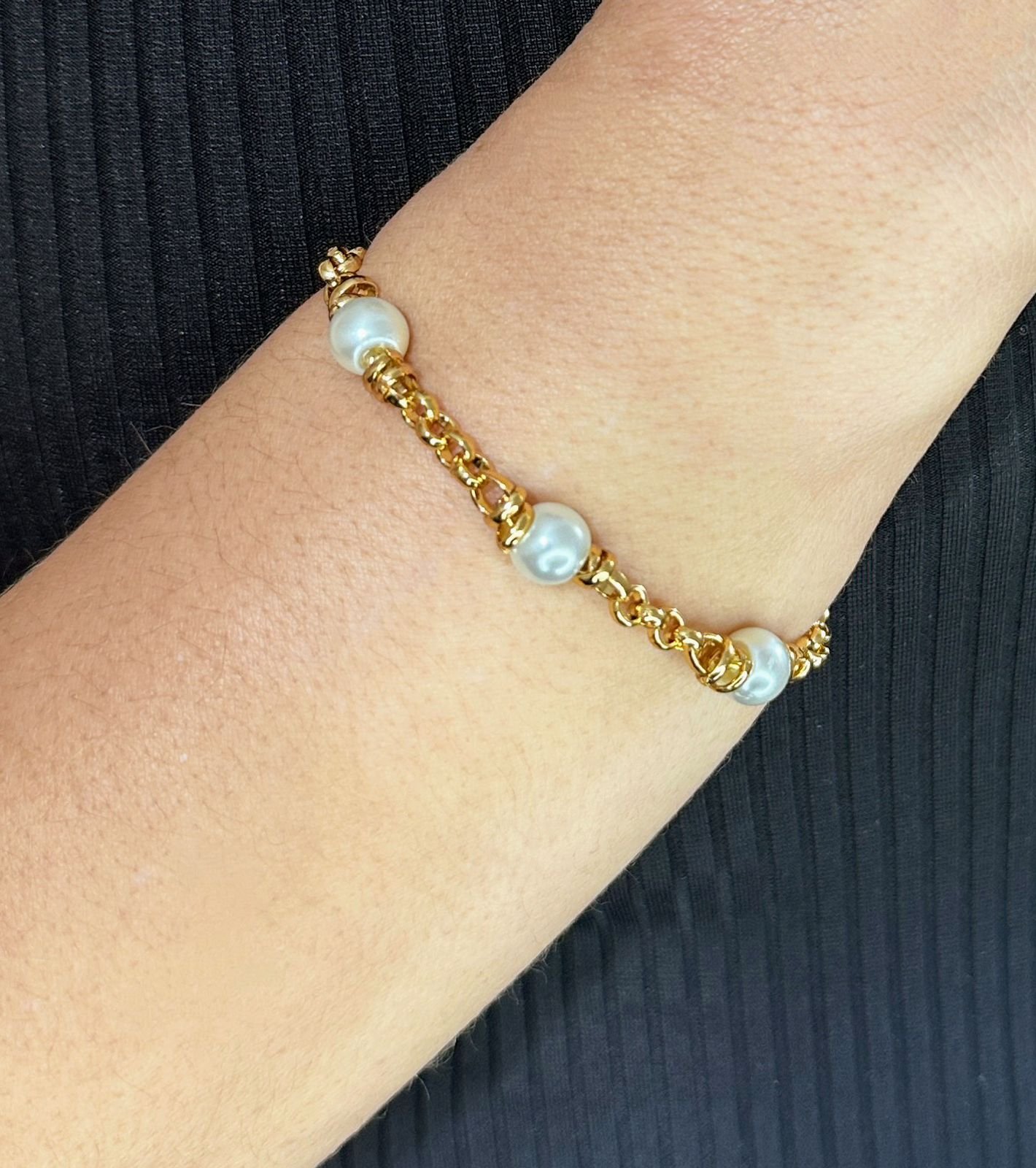 PULSEIRA PÉROLAS COM ELO PORTUGUÊS