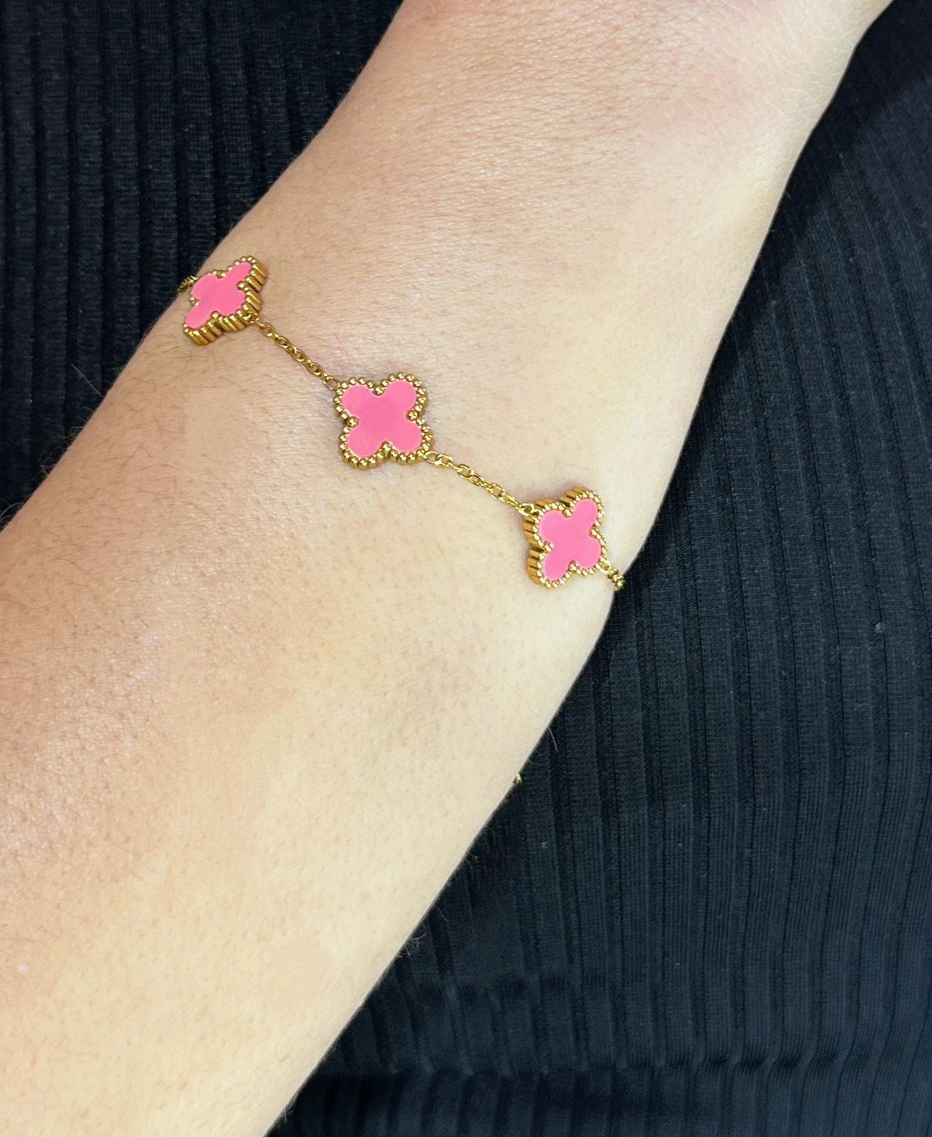 PULSEIRA TREVOS ROSA