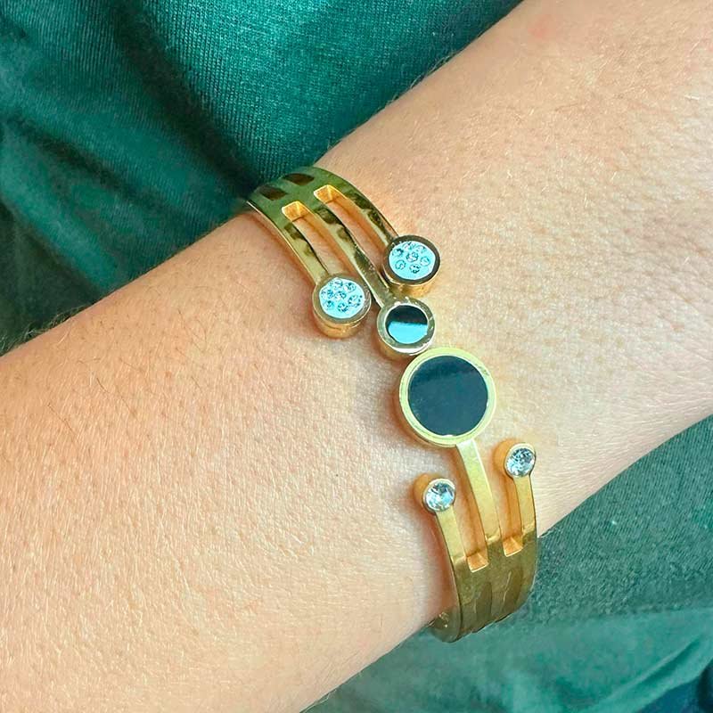 BRACELETE RIGIDO DETALHES EM RESINA